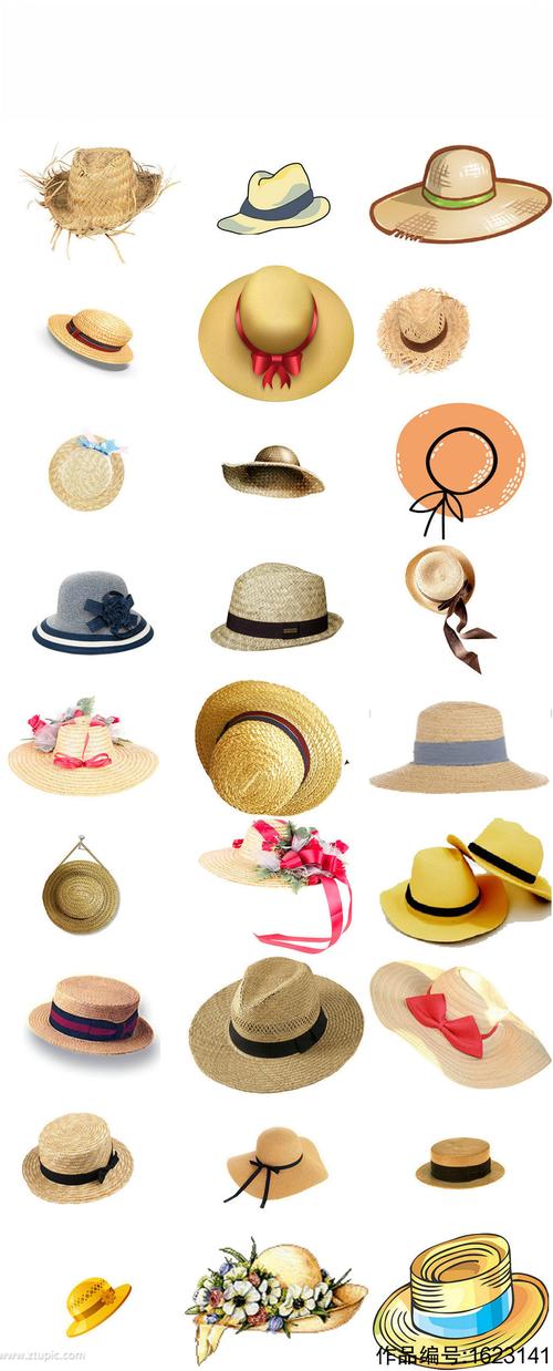 帽子草帽卡通帽子沙滩帽防晒帽素材